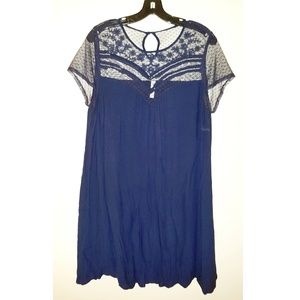 Navy Blue cotton and lace sundress